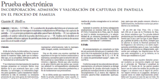 Doctrina – «Prueba electrónica: incorporación, admisión y valoración de capturas de pantalla en el proceso de familia.»