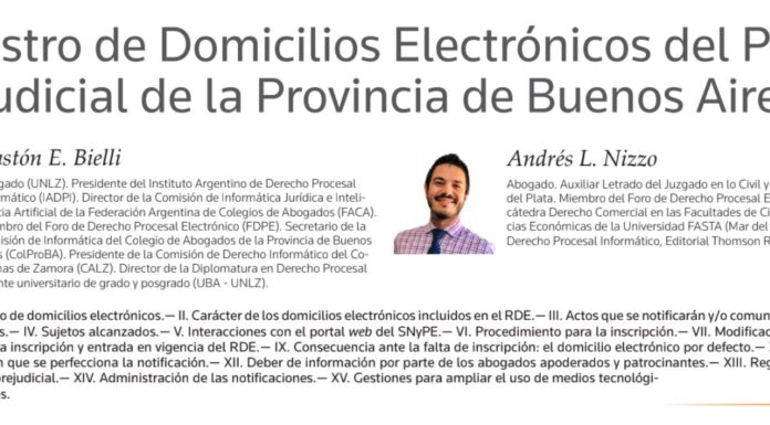 Doctrina – «Registro de Domicilios Electrónicos del Poder Judicial de la Provincia de Buenos Aires».
